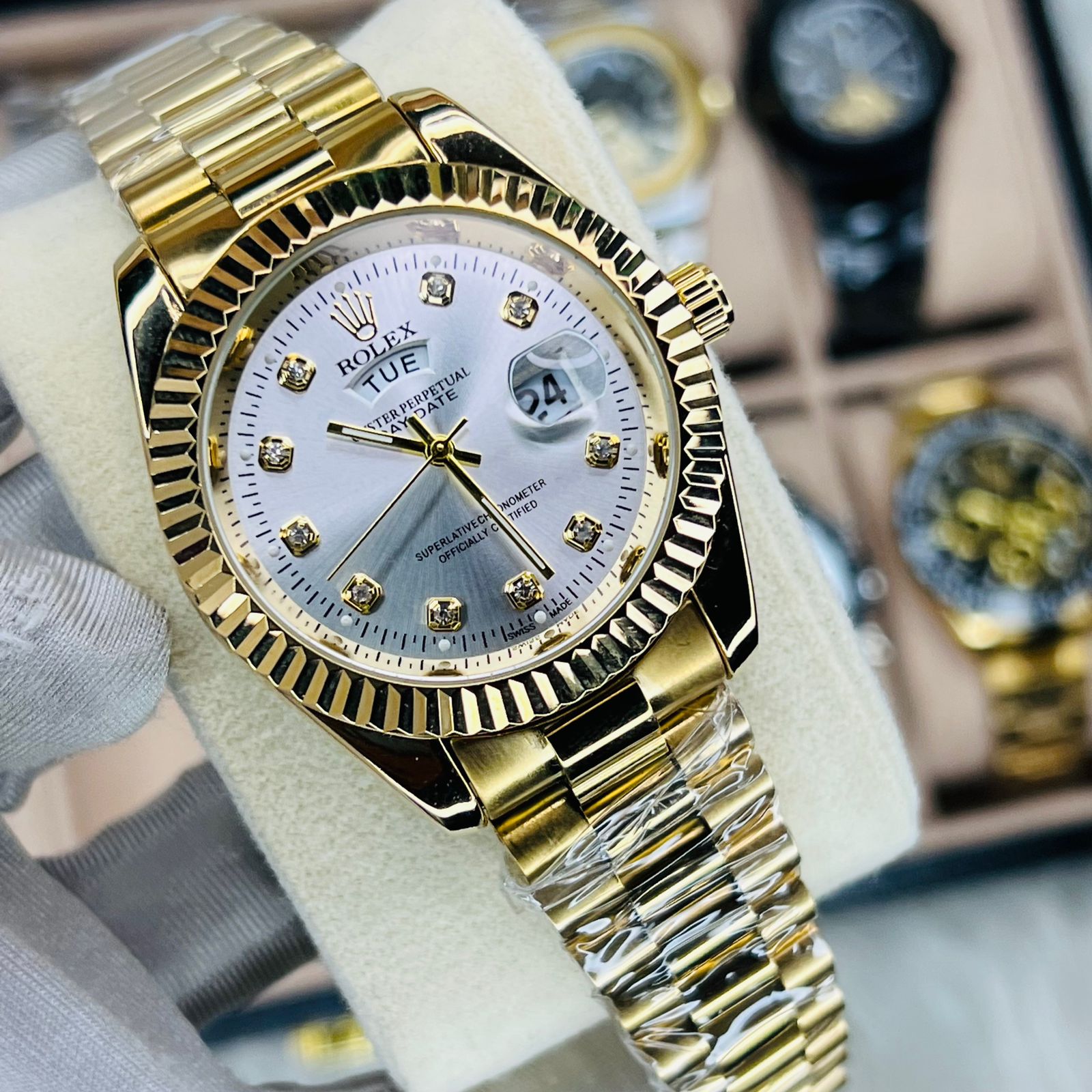 Premium Quality RLX Watches Carry F Golden White