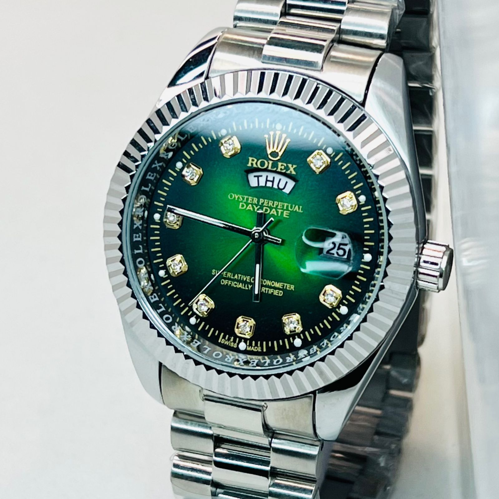 Premium Quality RLX Watches Carry F Silver Green