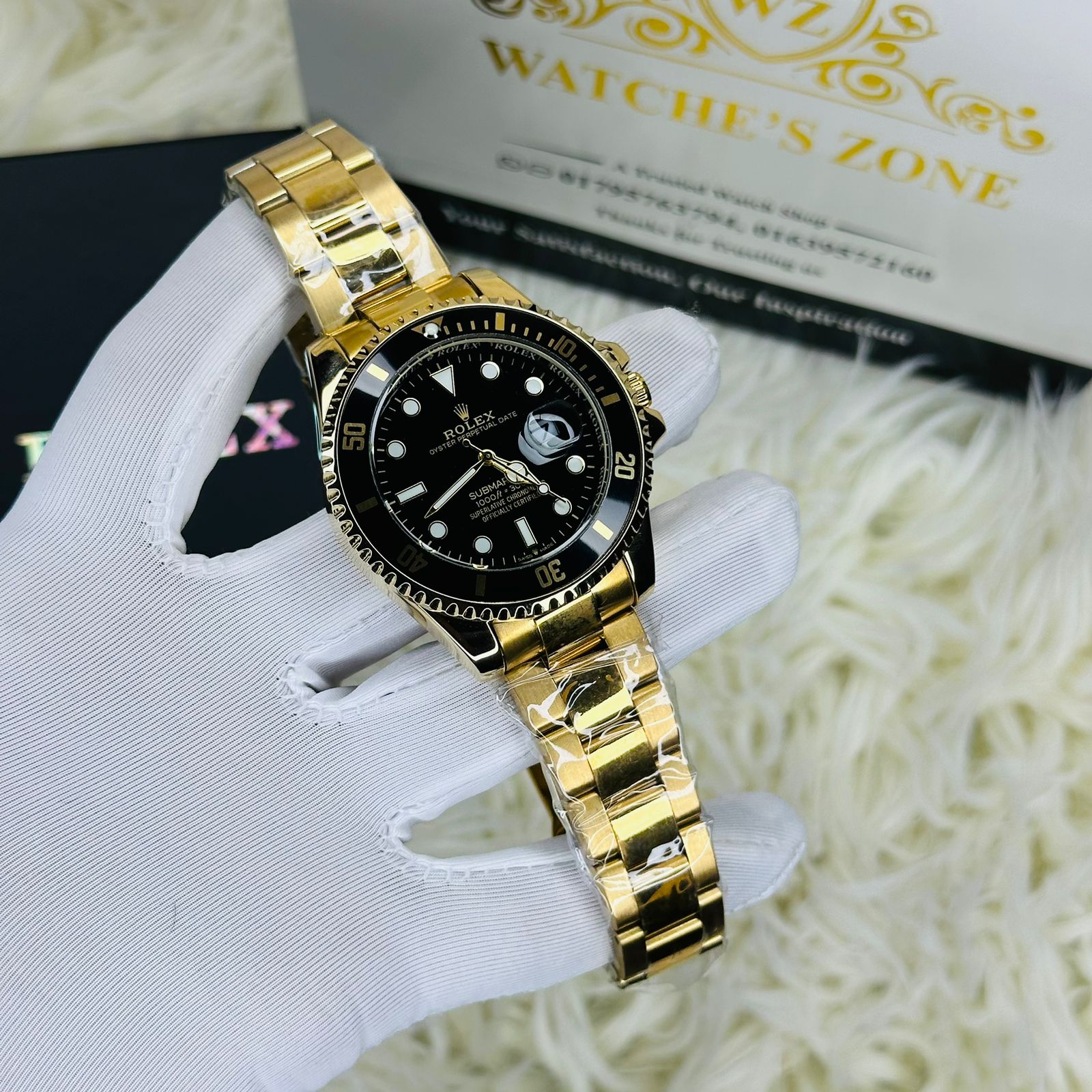 Premiume Quality RLX Submariner Watches Full Golden Dial Black