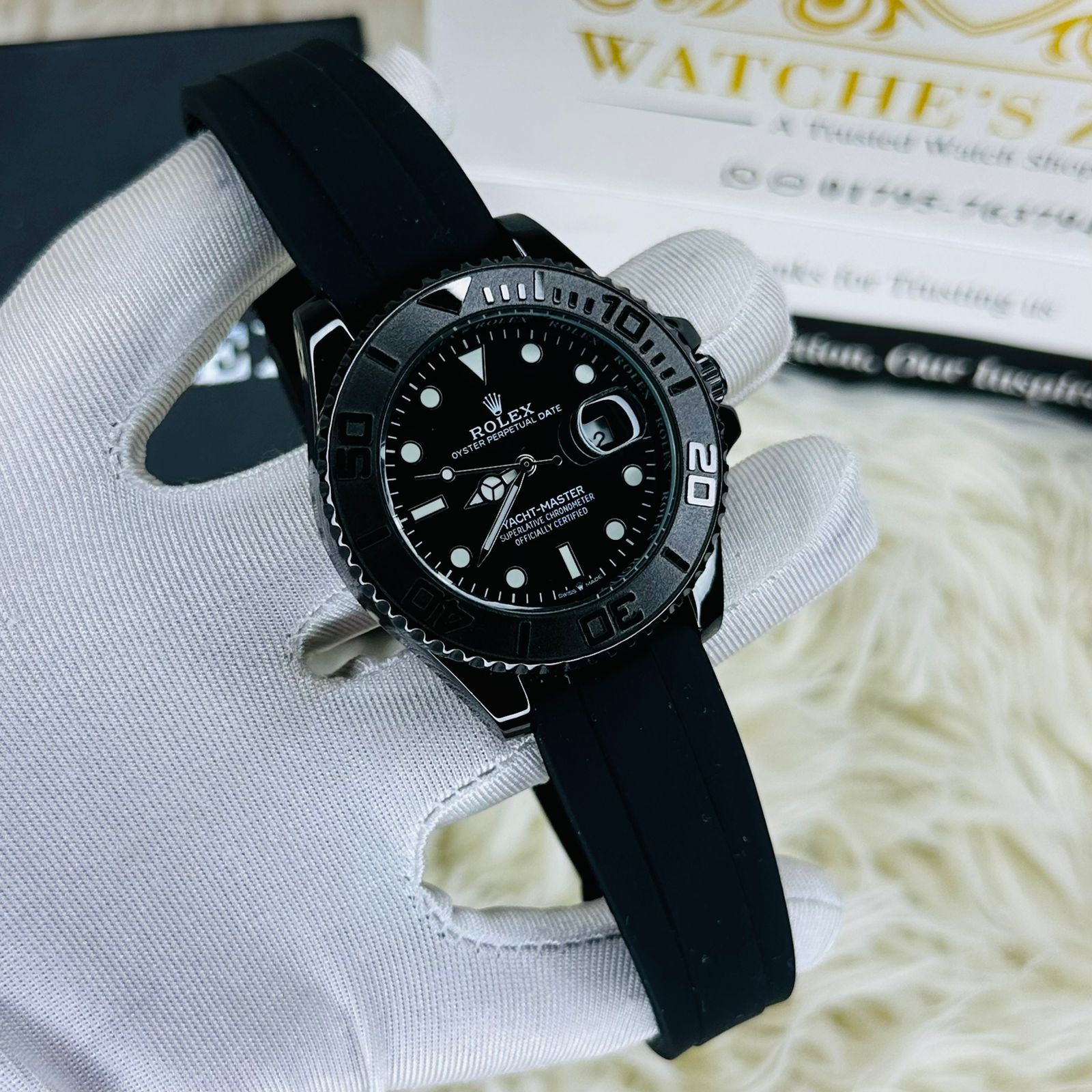 Premium Matte Black Yacht-Series Ceramic Bezel & Waterproof